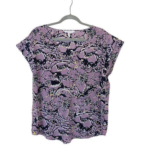 BCBGeneration Blouse Top Abstract Snake Print Shell Size L Purple Black Gray - Picture 1 of 13